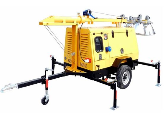 डीजल मैनुअल मोबाइल लाइट टावर मेटल हलाइड रोशनी एयर के साथ ठंडा